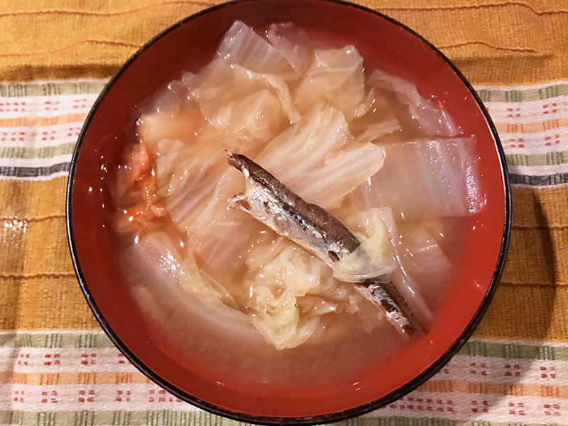 白菜とキムチのみそ汁